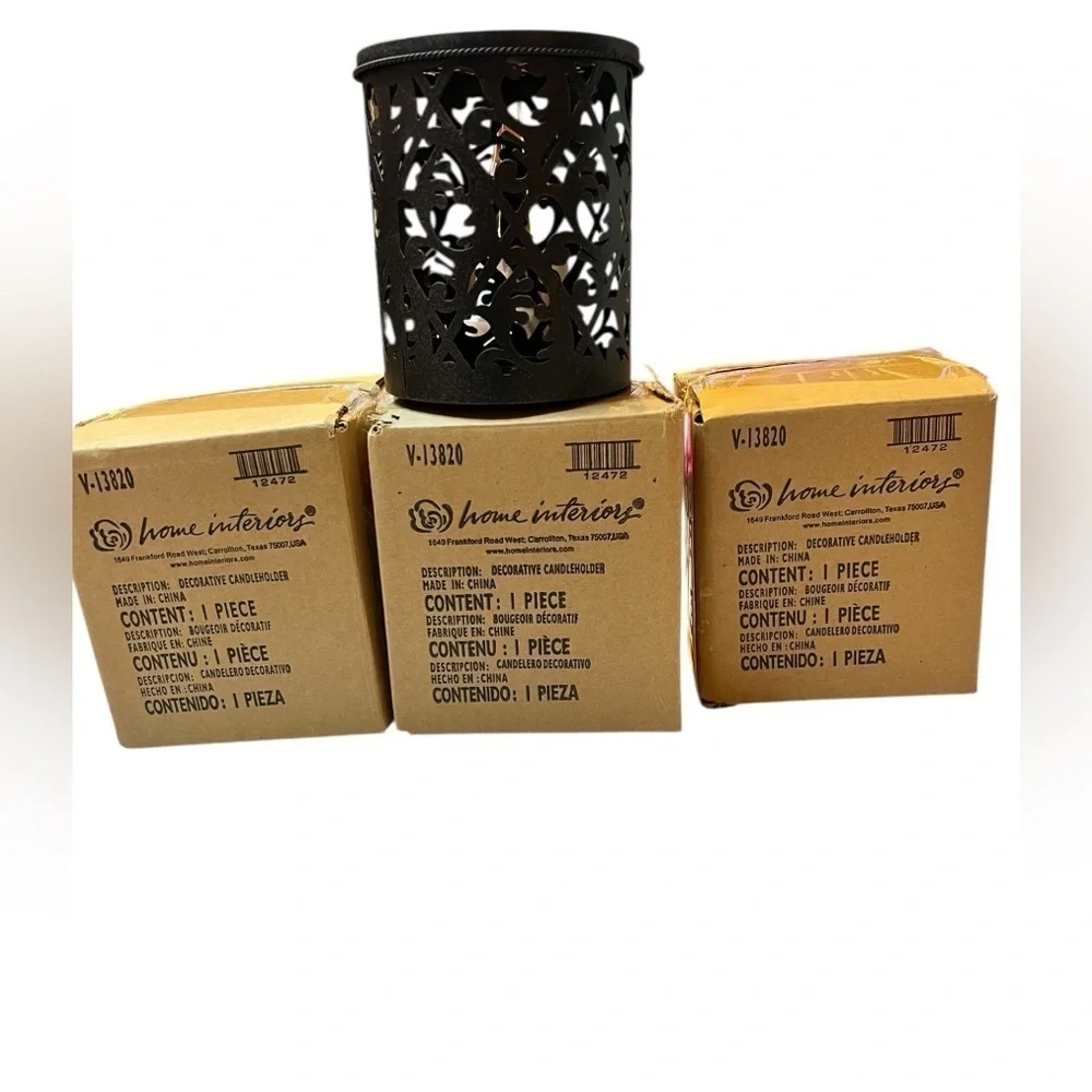 (3) NIB - Home Interiors Lucinda Candle Holder - Brown
